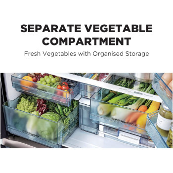 Hitachi 720L Gross Side By Side 4 Door Premium Refrigerator, 1 French Door Fridge, Dual Fan Cooling, Automatic Ice Maker-Quick Freezing Glass, Black, Model - RWB720Vuk0Gbk With  Year Full & 10-Year Warranty on Inverter Compressor