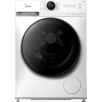 Midea 10Kg Front Load Smart Washing Machine With Lunar Dial, 1400 Rpm, 14 Programs, Fully Automatic Washer With Wide Door, Digital Led Display, Child Lock, Steam Care, Wi-Fi Connectivity, Mf200W100Wbw, 1 Year Warranty