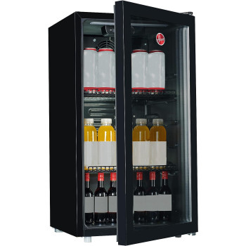 Hoover 117L Single Door Beverage Cooler, Freestanding Fridge With Led Light, 3 Wired Shelves, Single Temperature Zone 5-18 Degrees, Perfect Chiller For Beer, Wine, Soda And Soft Drinks, Black, Hbc-K117B, 1 Year Warranty