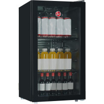 Hoover 117L Single Door Beverage Cooler, Freestanding Fridge With Led Light, 3 Wired Shelves, Single Temperature Zone 5-18 Degrees, Perfect Chiller For Beer, Wine, Soda And Soft Drinks, Black, Hbc-K117B, 1 Year Warranty