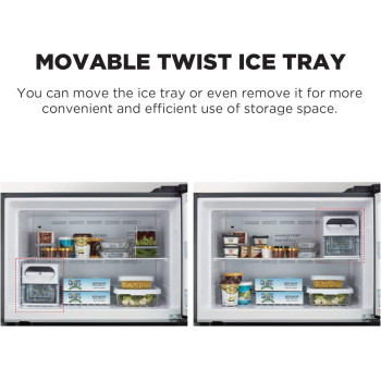 Hitachi 256L Gross Top Mount Double Door Refrigerator RH330Puk7Kbsl, 2 Doors No Frost Fridge Freezer, High Power Inverter Compressor, Movable Twist Ice Tray, Tempered Glass Shelves, Brilliant Silver, 1 Year Warranty