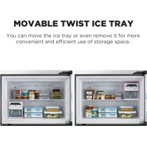 Hitachi 256L Gross Top Mount Double Door Refrigerator RH330Puk7Kbsl, 2 Doors No Frost Fridge Freezer, High Power Inverter Compressor, Movable Twist Ice Tray, Tempered Glass Shelves, Brilliant Silver, 1 Year Warranty