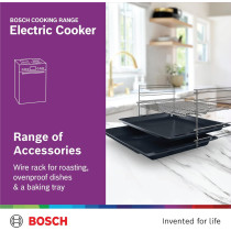 Bosch Free Standing 60cm Electric Cooker, Cooker 66 L, Glass Ceramic Cooker, German Engineering Cooking Range Hkq38A150M, 1 Year Warranty
