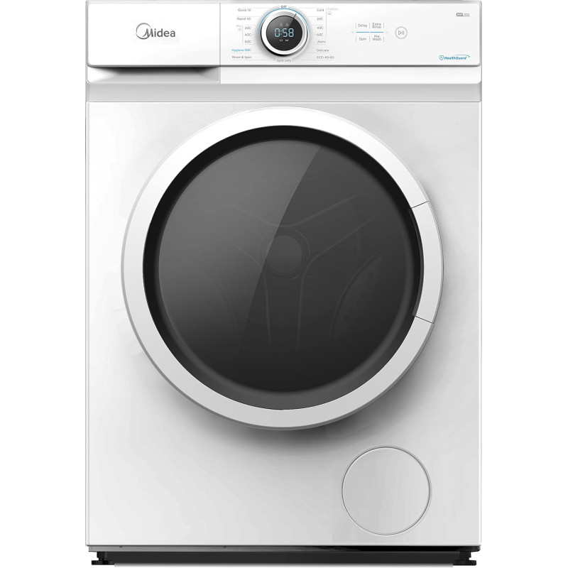 Midea 7Kg Front Load Washing Machine With Lunar Dial, 5 Star Rating, 1200 Rpm, 15 Programs, Fully Automatic Washer, Digital Led Display, Child Lock, 90 Degree Hygiene, Mute Function, White - MF100W70W, 1 Year Warranty