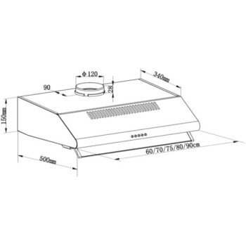 Baumatic 60 Cm Standard Hood Twin Motor 400m3hr Silver BMECH6FS - 2 Year Warranty