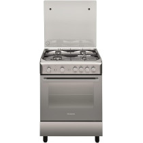 Ariston 60X60Cm Freestanding Stainless Steel Cooker, Full Gas Cooking Range With 4 Burners With 1 Triple Crown, Automatic Ignition, Full Safety, Cast Iron Pan Support, Made In Poland, A6Tg1Fc(X) Ex, 1 Year Warranty
