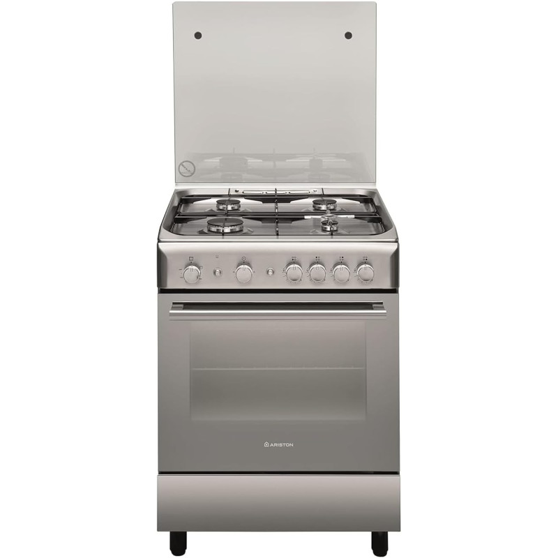 Ariston 60X60Cm Freestanding Stainless Steel Cooker, Full Gas Cooking Range With 4 Burners With 1 Triple Crown, Automatic Ignition, Full Safety, Cast Iron Pan Support, Made In Poland, A6Tg1Fc(X) Ex, 1 Year Warranty