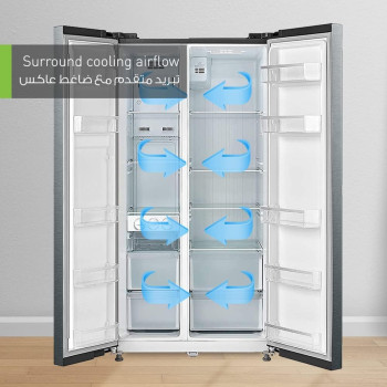 Panasonic 700 Litres, Side By Side Refrigerator, Stainless Steel Finish- NR-BS703MS, 1 Year Warranty