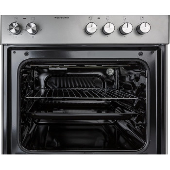 Wolf Power 60X60 Cm Hotplate Cooker, 4 Cooking Zones, 65 Litres Oven With Fan, Automatic Ignition, Stainless Steel, WGC6060HERMF, 1 Year Warranty (No Cable Included)