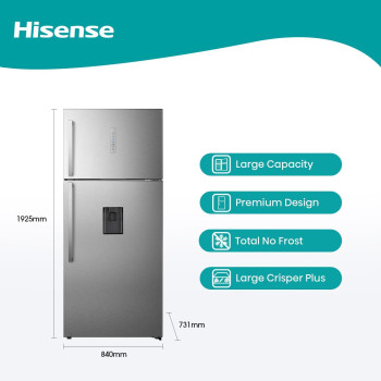 Hisense 729 Liter Refrigerator Double Door With Ice Maker Inverter Compressor Silver Model RT729N4WSU, Min 1 Year Manufacturer Warranty