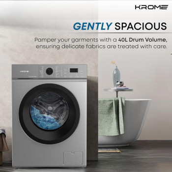 Krome 6Kg 1000 Rpm Front Load Washing Machine, Led Display With Universal Motor, 5 Star Energy Efficient, 16 Wash Programs With Variable Temperature Setting, Titanium - KR-WFL60SS, 1 Year Warranty