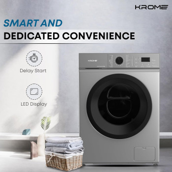 Krome 6Kg 1000 Rpm Front Load Washing Machine, Led Display With Universal Motor, 5 Star Energy Efficient, 16 Wash Programs With Variable Temperature Setting, Titanium - KR-WFL60SS, 1 Year Warranty