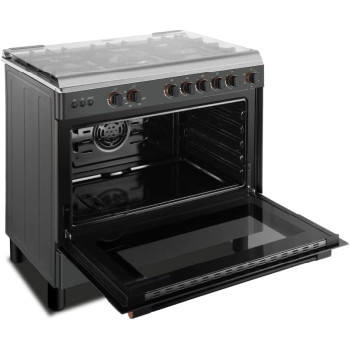 Toshiba Gas Range 5 Burner With Fan Oven Size 60 X 90 Grey Color Italian Model TBA-36LM5G089KS - 1 Year Full Warranty