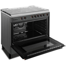 Toshiba Gas Range 5 Burner With Fan Oven Size 60 X 90 Grey Color Italian Model TBA-36LM5G089KS - 1 Year Full Warranty
