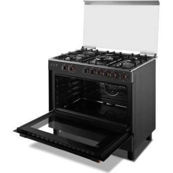 Toshiba Gas Range 5 Burner With Fan Oven Size 60 X 90 Grey Color Italian Model TBA-36LM5G089KS - 1 Year Full Warranty
