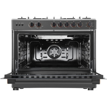 Toshiba Gas Range 5 Burner With Fan Oven Size 60 X 90 Grey Color Italian Model TBA-36LM5G089KS - 1 Year Full Warranty