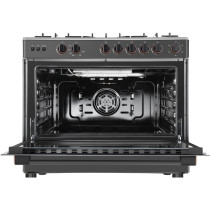 Toshiba Gas Range 5 Burner With Fan Oven Size 60 X 90 Grey Color Italian Model TBA-36LM5G089KS - 1 Year Full Warranty