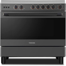 Toshiba Gas Range 5 Burner With Fan Oven Size 60 X 90 Grey Color Italian Model TBA-36LM5G089KS - 1 Year Full Warranty
