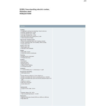 Siemens Freestanding Electric Cooker - Hk8Q3A150M, 1 Year Warranty