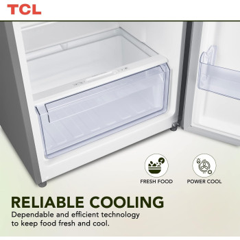 TCL 433 Litre Double Door Refrigerator, No Frost, Humidity Crisper Control, Led Light, Inox Finish, P433TMN, 1 Year Warranty
