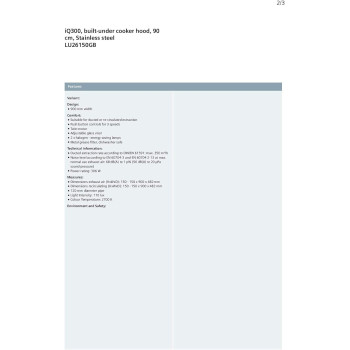 Siemens Built Under Cooker Hood Stainless Steel, 90 Cm - LU26150GB, Min 1 Year Manufacturer Warranty