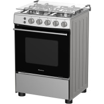 Hisense Freestanding 60 Cm Gas Cooker With 4 Burners With Ffd Autoignition, Cast Iron Pan Support, Wok Burner, Glass Lid, Oven Cap, Gas Gril, 1 Year Warranty