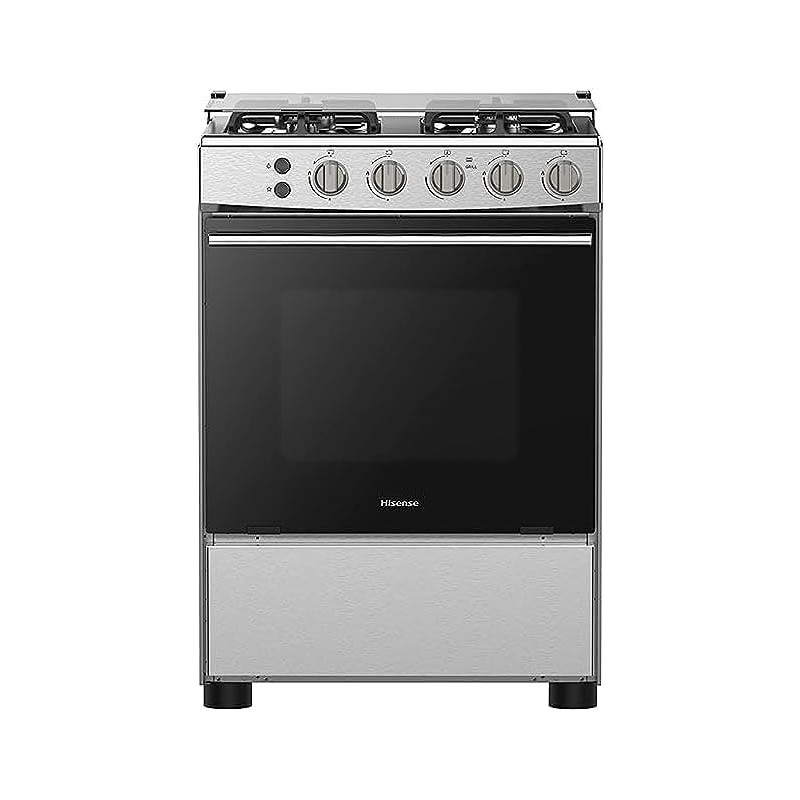 Hisense Freestanding 60 Cm Gas Cooker With 4 Burners With Ffd Autoignition, Cast Iron Pan Support, Wok Burner, Glass Lid, Oven Cap, Gas Gril, 1 Year Warranty