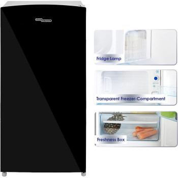 Super General 170 Liter Gross Volume Compact Design-Refrigerator SGR-186, Black Silver, Beverage-Fridge With Mirrored Door, Freezer-Box, 1 Year Warranty