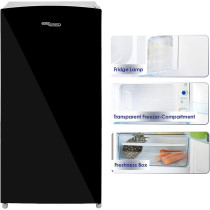 Super General 170 Liter Gross Volume Compact Design-Refrigerator SGR-186, Black Silver, Beverage-Fridge With Mirrored Door, Freezer-Box, 1 Year Warranty