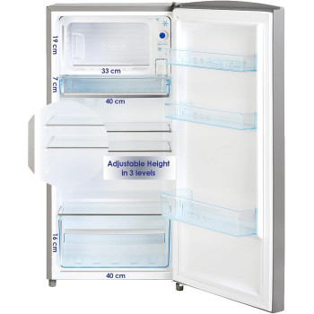 Super General 170 Liter Gross Volume Compact Design-Refrigerator SGR-186, Black Silver, Beverage-Fridge With Mirrored Door, Freezer-Box, 1 Year Warranty