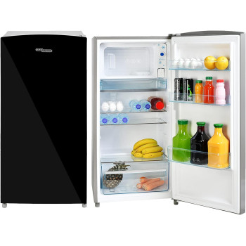 Super General 170 Liter Gross Volume Compact Design-Refrigerator SGR-186, Black Silver, Beverage-Fridge With Mirrored Door, Freezer-Box, 1 Year Warranty