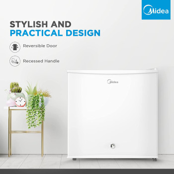 Midea 86L Free Standing Single Door Refrigerator With Reversible Door, 2L Bottle Rack, Smart Design With Recessed Handle With Lock, Best Compact Small Fridge For Mini Bar, Room Or Office, Mdrd86Fge01, 1 Year Warranty