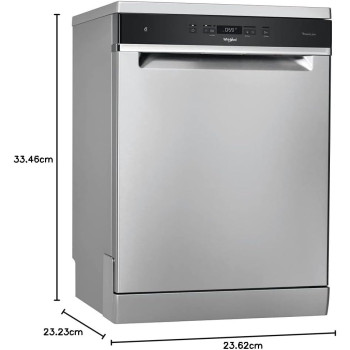 Whirlpool Dishwasher, Inox Color, Full Size - WFC 3C33 PF X UK, Min 1 Year Manufacturer Warranty