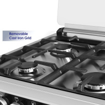 Super General Freestanding Gas-Cooker 4-Burner Full-Safety, Stainless-Steel Cooker, Gas Oven With Rotisserie, Turbo-Fan, Button Ignition, Silver, 60 X 60 X 90 Cm, Sgc-616-Fsbgofr, 1 Year Warranty