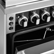 Super General Freestanding Gas-Cooker 4-Burner Full-Safety, Stainless-Steel Cooker, Gas Oven With Rotisserie, Turbo-Fan, Button Ignition, Silver, 60 X 60 X 90 Cm, Sgc-616-Fsbgofr, 1 Year Warranty