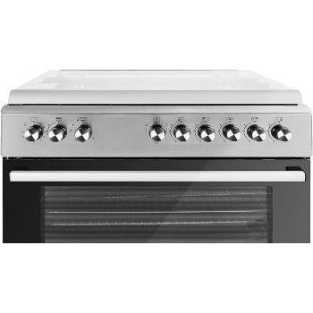 Super General Freestanding Gas-Cooker 5-Burner Full-Safety, Steel Cooker, Gas Oven With Thermostat, Double-Rotisserie, Automatic Ignition, Silver, 90 X 60 X 85 Cm, Sgc-9603-Fshg, 1 Year Warranty