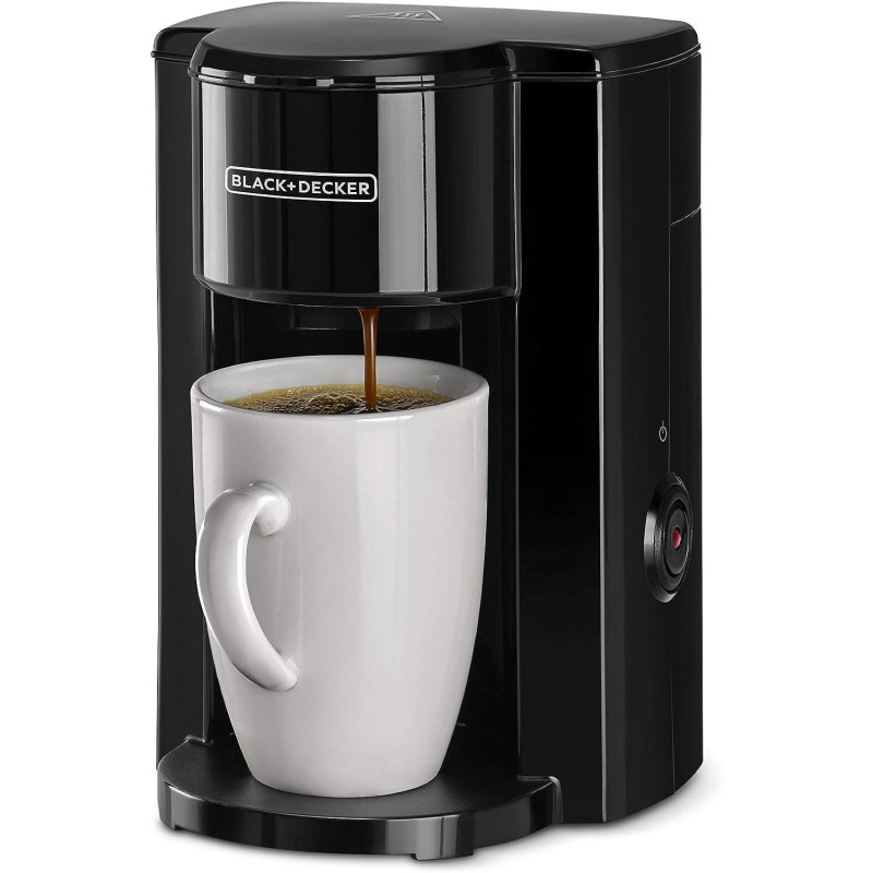 Black+Decker 350W Coffee Maker Coffee Machine 1 Cup 124Ml Water Tank Capacity With Mug And Auto Shutoff, For Drip Expresso Black DCM25N-B5, 1 Year Warranty