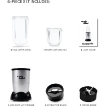 Magic Bullet 4 Piece Accessories, Multi-Function High-Speed Blender, Silver, MB1002, 1 Year Warranty