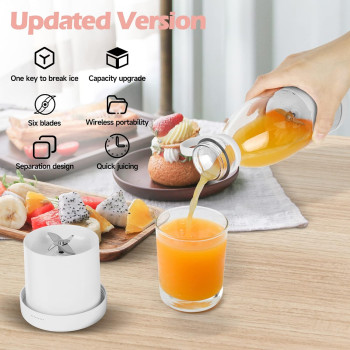 Personal Size Blender, Portable Blender, Battery Powered Usb Blender Small Blender, Blender, Hand Blender, Cup Blender (White), 1 Year Warranty