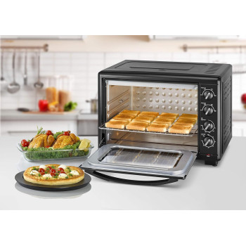Black+Decker 2000W 55L Toaster Oven, 90-230 Degree Temp Setting Double Grill And Double Glass Door For Safety+Multiple Accessories, With Rotisserie For Toasting Baking Broiling TRO55RDG-B5, 1 Year Warranty