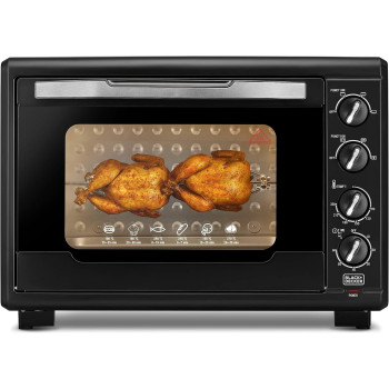 Black+Decker 2000W 55L Toaster Oven, 90-230 Degree Temp Setting Double Grill And Double Glass Door For Safety+Multiple Accessories, With Rotisserie For Toasting Baking Broiling TRO55RDG-B5, 1 Year Warranty