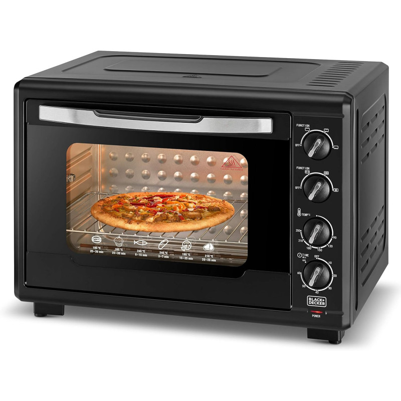 Black+Decker 2000W 55L Toaster Oven, 90-230 Degree Temp Setting Double Grill And Double Glass Door For Safety+Multiple Accessories, With Rotisserie For Toasting Baking Broiling TRO55RDG-B5, 1 Year Warranty