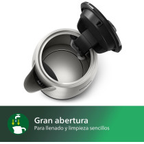 Philips New Daily Metal Kettle, 1.7 Litres Capacity, 2200 Watts, Silver And Black, HD9350/92, 1 Year Warranty