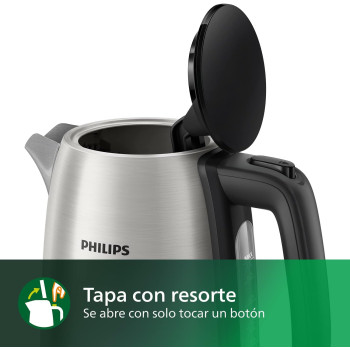 Philips New Daily Metal Kettle, 1.7 Litres Capacity, 2200 Watts, Silver And Black, HD9350/92, 1 Year Warranty