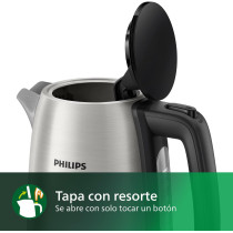 Philips New Daily Metal Kettle, 1.7 Litres Capacity, 2200 Watts, Silver And Black, HD9350/92, 1 Year Warranty
