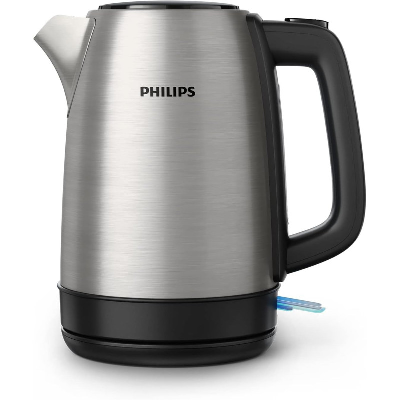 Philips New Daily Metal Kettle, 1.7 Litres Capacity, 2200 Watts, Silver And Black, HD9350/92, 1 Year Warranty