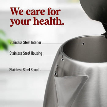 Clikon 1.8 Liter Stainless Steel Electric Cordless Kettle With 360 Degree Swivel Base, Power Cord Storage, Auto Cut-Off Function, Led Indicator, 2 Years Warranty, 1500 Watt, Silver - Ck5125