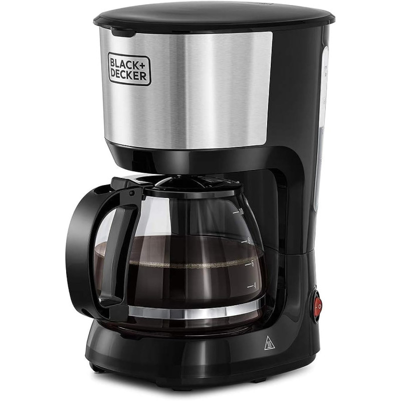 Black+Decker 750W 1.25L Coffee Maker Coffee Machine 10 Cup Glass Carafe, With Drip Stop Mechanism To Avoid Spillage And Dishwasher Safe, For Drip Coffee And Expresso Black DCM750S-B5, 1 Year Warranty