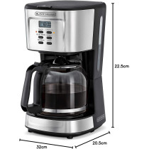 Black+Decker Coffee Maker Coffee Machine, 900W, 12 Cup 1.5L Glass Carafe, 24 Hours Programmable With Drip Stop Mechanism To Avoid Spillage, Lcd Display With Digital Control, Dcm85-B5, 1 Year Warranty