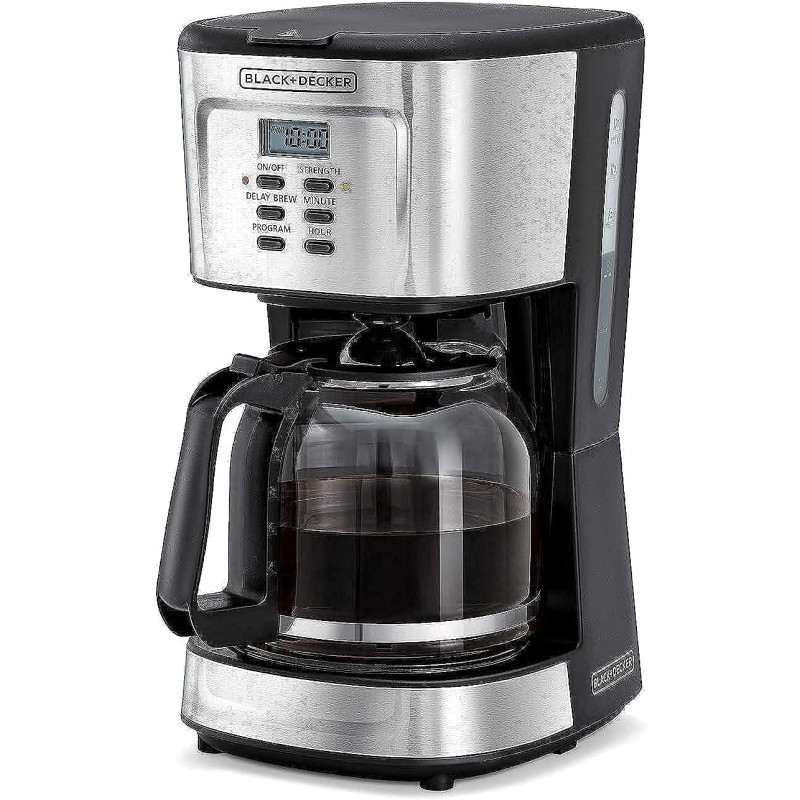 Black+Decker Coffee Maker Coffee Machine, 900W, 12 Cup 1.5L Glass Carafe, 24 Hours Programmable With Drip Stop Mechanism To Avoid Spillage, Lcd Display With Digital Control, Dcm85-B5, 1 Year Warranty